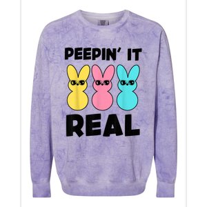 Peepin It Real Easter Day Bunny Colorblast Crewneck Sweatshirt