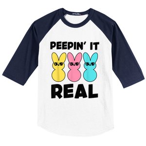 Peepin It Real Easter Day Bunny Baseball Sleeve Shirt