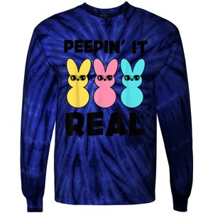 Peepin It Real Easter Day Bunny Tie-Dye Long Sleeve Shirt