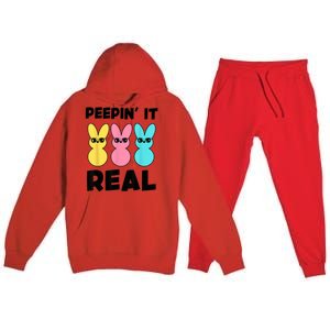 Peepin It Real Easter Day Bunny Premium Hooded Sweatsuit Set