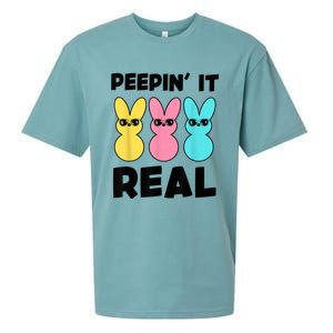 Peepin It Real Easter Day Bunny Sueded Cloud Jersey T-Shirt