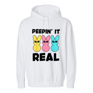 Peepin It Real Easter Day Bunny Garment-Dyed Fleece Hoodie