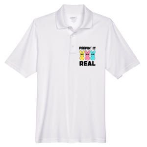 Peepin It Real Easter Day Bunny Men's Origin Performance Pique Polo