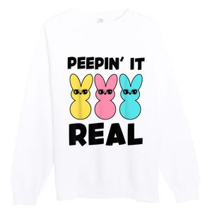 Peepin It Real Easter Day Bunny Premium Crewneck Sweatshirt