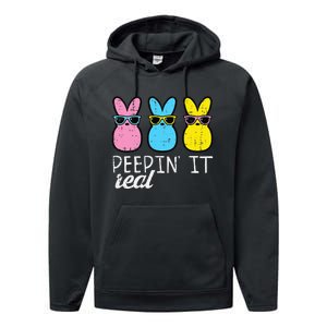 Peepin It Real Easter Bunnies Cool Performance Fleece Hoodie