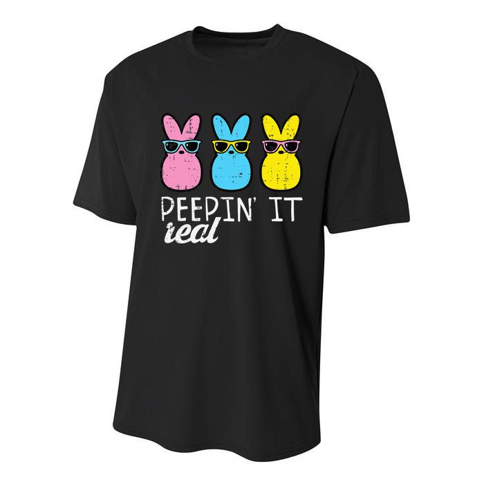 Peepin It Real Easter Bunnies Cool Youth Performance Sprint T-Shirt