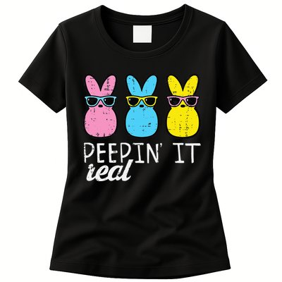 Peepin It Real Easter Bunnies Cool Womens T-Shirt