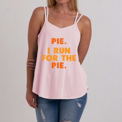 Pie I Run For Pie Funny Pumpkin Pie Lover Turkey Trot Fan Gift Women's Strappy Tank