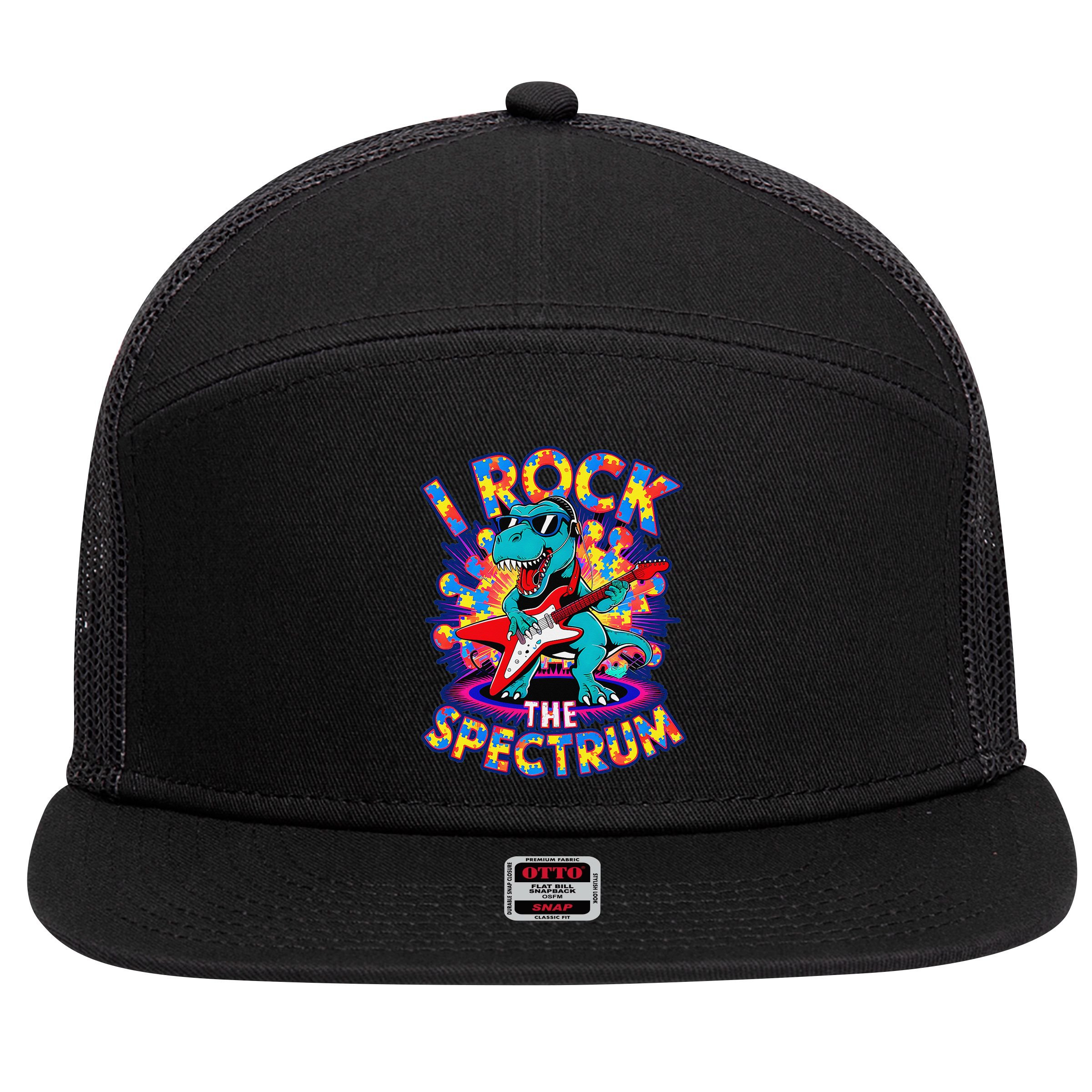 Proud I ROCK THE SPECTRUM Autism Awareness Teacher Love 7 Panel Mesh Trucker Snapback Hat