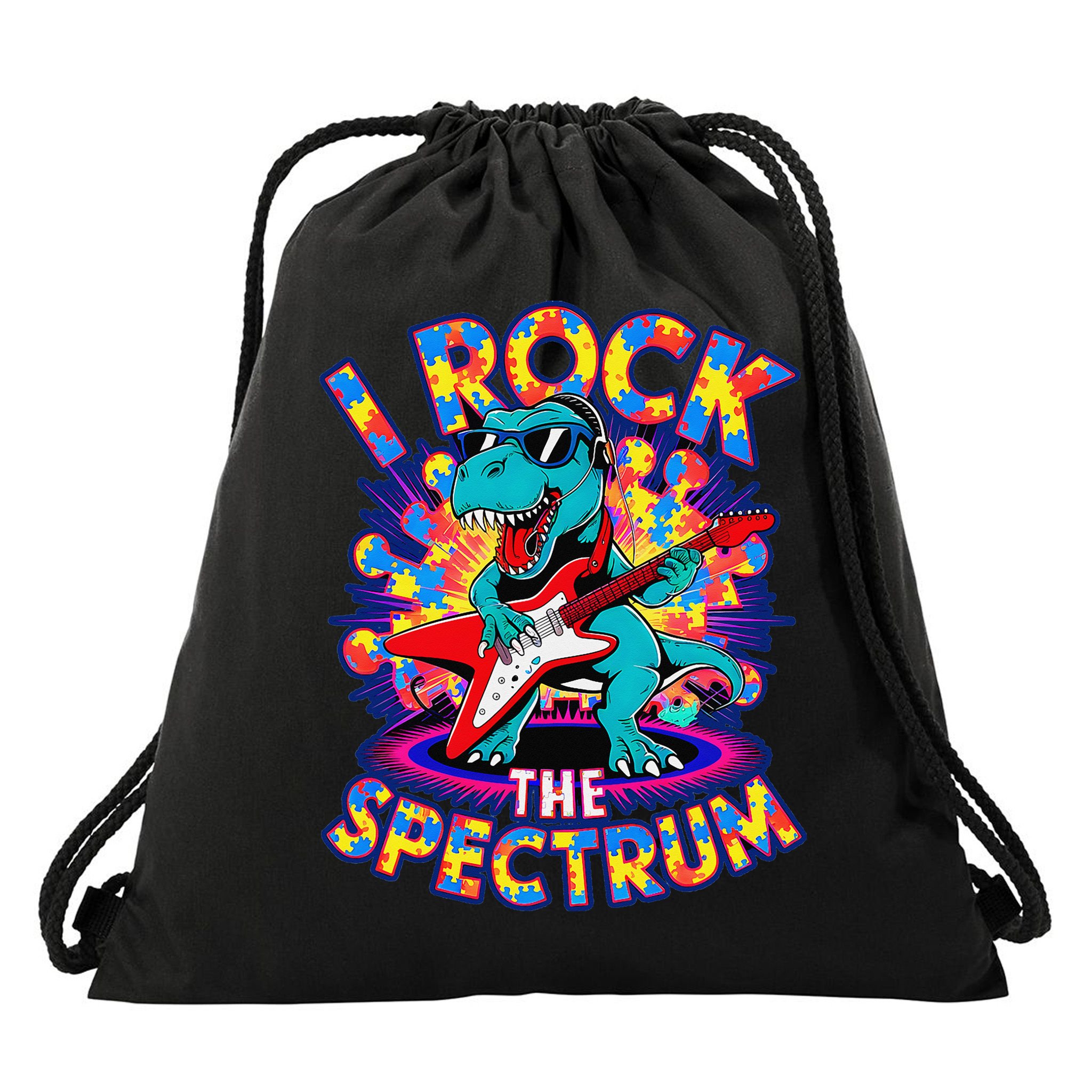 Proud I ROCK THE SPECTRUM Autism Awareness Teacher Love Drawstring Bag