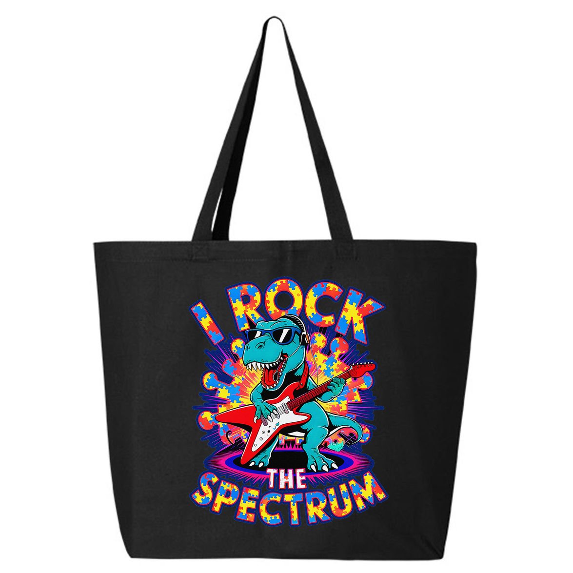 Proud I ROCK THE SPECTRUM Autism Awareness Teacher Love 25L Jumbo Tote