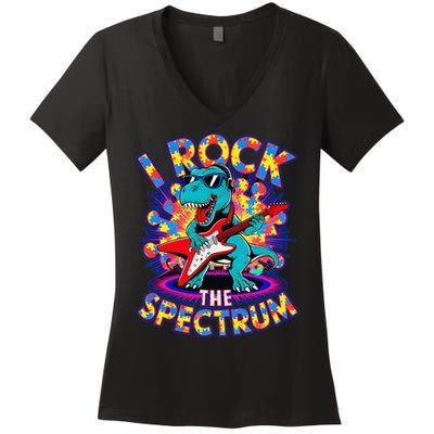 Proud I ROCK THE SPECTRUM Autism Awareness Teacher Love Women's V-Neck T-Shirt