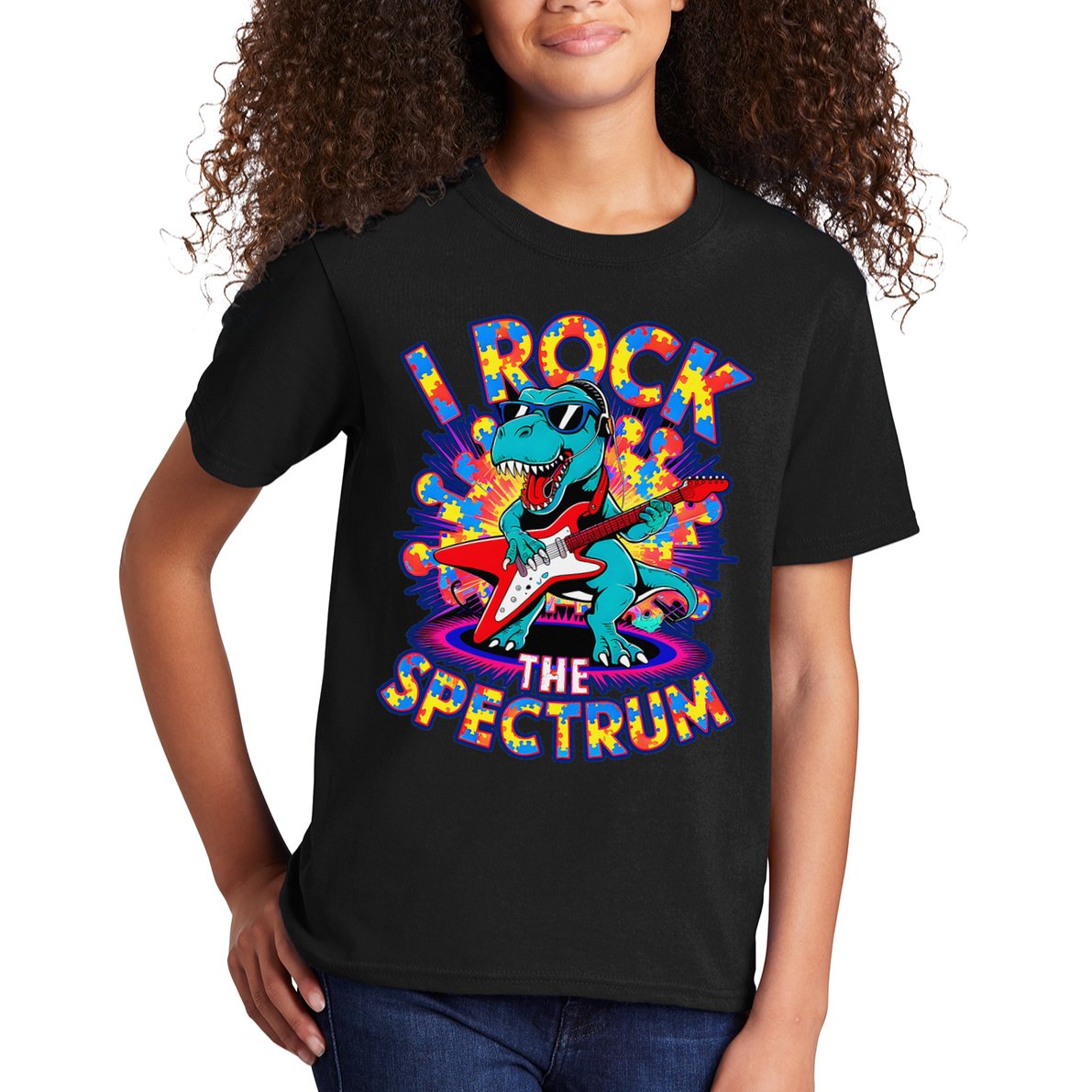 Proud I ROCK THE SPECTRUM Autism Awareness Teacher Love Kids T-Shirt