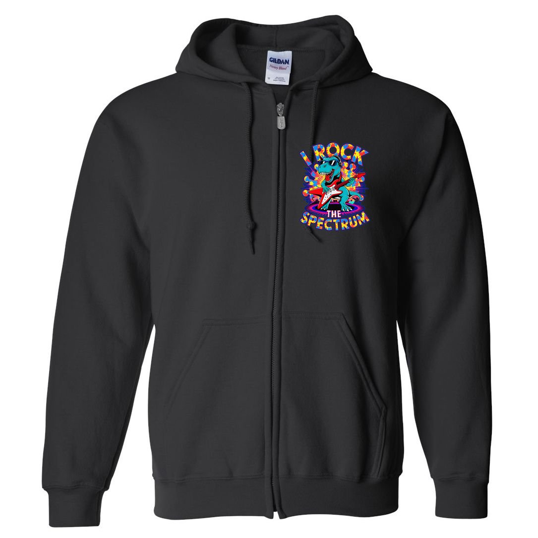 Proud I ROCK THE SPECTRUM Autism Awareness Teacher Love Full Zip Hoodie