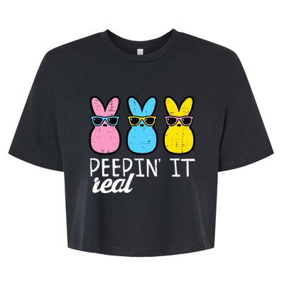 Peepin It Real Easter Bunnies Cool Boy Girl Bella+Canvas Jersey Crop Tee