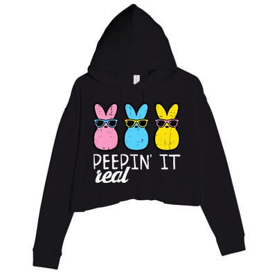 Peepin It Real Easter Bunnies Cool Boy Girl Crop Fleece Hoodie