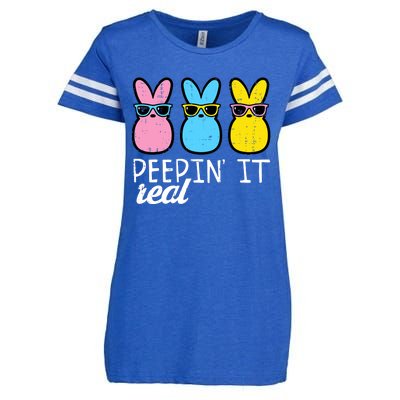 Peepin It Real Easter Bunnies Cool Boy Girl Enza Ladies Jersey Football T-Shirt