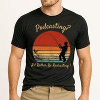 Podcasting I'd Rather Be Rodcasting Funny Fishing Humor Pun Cooling Performance Crew T-Shirt