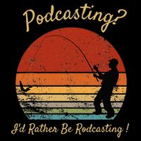 Podcasting I'd Rather Be Rodcasting Funny Fishing Humor Pun 7-Panel Snapback Hat