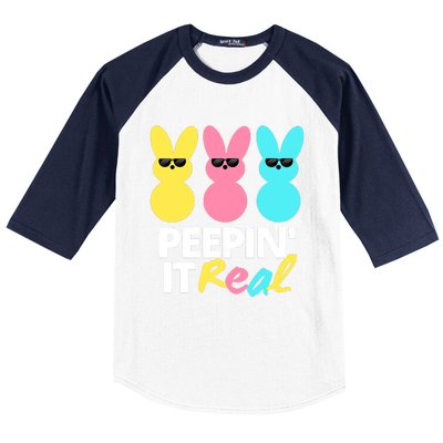 Peepin It Real Easter Day Bunny Baseball Sleeve Shirt