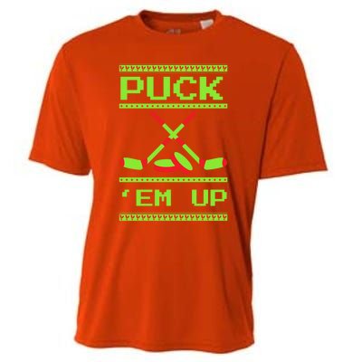 Puck Ice Rink Winter Ice Hockey Christmas Icehockey Puck Funny Gift Cooling Performance Crew T-Shirt