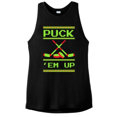 Puck Ice Rink Winter Ice Hockey Christmas Icehockey Puck Funny Gift Ladies PosiCharge Tri-Blend Wicking Tank