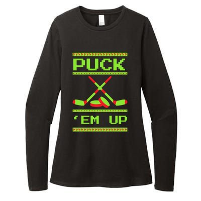 Puck Ice Rink Winter Ice Hockey Christmas Icehockey Puck Funny Gift Womens CVC Long Sleeve Shirt