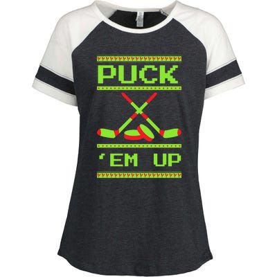 Puck Ice Rink Winter Ice Hockey Christmas Icehockey Puck Funny Gift Enza Ladies Jersey Colorblock Tee