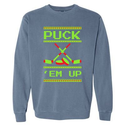 Puck Ice Rink Winter Ice Hockey Christmas Icehockey Puck Funny Gift Garment-Dyed Sweatshirt