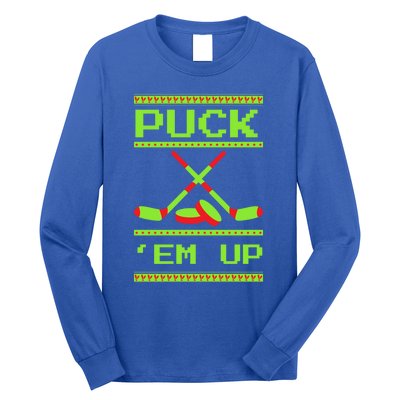 Puck Ice Rink Winter Ice Hockey Christmas Icehockey Puck Funny Gift Long Sleeve Shirt