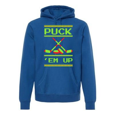 Puck Ice Rink Winter Ice Hockey Christmas Icehockey Puck Funny Gift Premium Hoodie