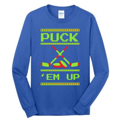 Puck Ice Rink Winter Ice Hockey Christmas Icehockey Puck Funny Gift Tall Long Sleeve T-Shirt