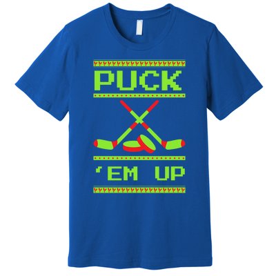 Puck Ice Rink Winter Ice Hockey Christmas Icehockey Puck Funny Gift Premium T-Shirt