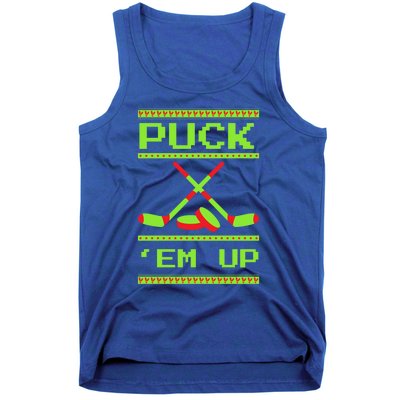 Puck Ice Rink Winter Ice Hockey Christmas Icehockey Puck Funny Gift Tank Top