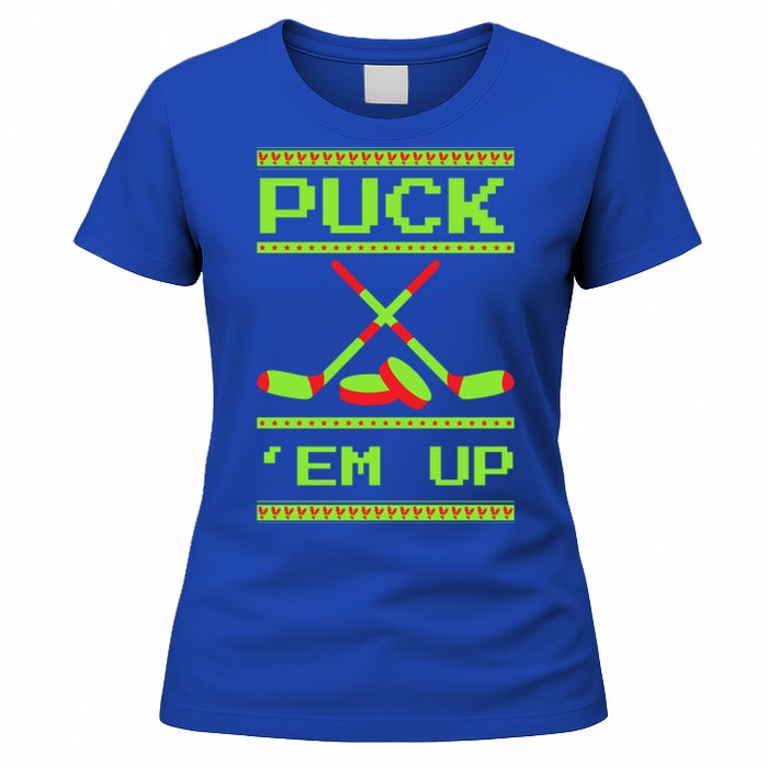 Puck Ice Rink Winter Ice Hockey Christmas Icehockey Puck Funny Gift Women's T-Shirt