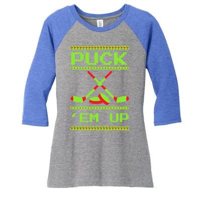 Puck Ice Rink Winter Ice Hockey Christmas Icehockey Puck Funny Gift Women's Tri-Blend 3/4-Sleeve Raglan Shirt