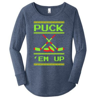 Puck Ice Rink Winter Ice Hockey Christmas Icehockey Puck Funny Gift Women's Perfect Tri Tunic Long Sleeve Shirt