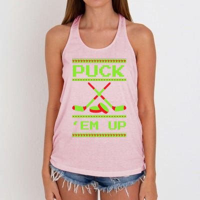 Puck Ice Rink Winter Ice Hockey Christmas Icehockey Puck Funny Gift Women's Knotted Racerback Tank