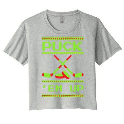 Puck Ice Rink Winter Ice Hockey Christmas Icehockey Puck Funny Gift Women's Crop Top Tee