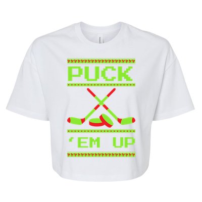 Puck Ice Rink Winter Ice Hockey Christmas Icehockey Puck Funny Gift Bella+Canvas Jersey Crop Tee