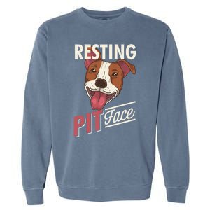 Pitbull Item Resting Pit Face Gift Garment-Dyed Sweatshirt