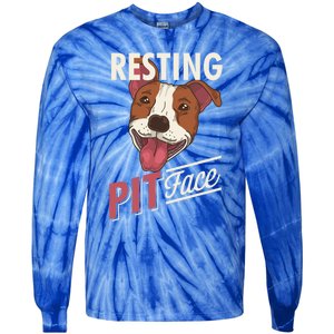 Pitbull Item Resting Pit Face Gift Tie-Dye Long Sleeve Shirt