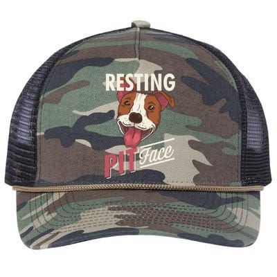 Pitbull Item Resting Pit Face Gift Retro Rope Trucker Hat Cap