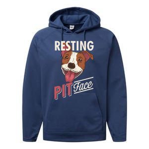 Pitbull Item Resting Pit Face Gift Performance Fleece Hoodie