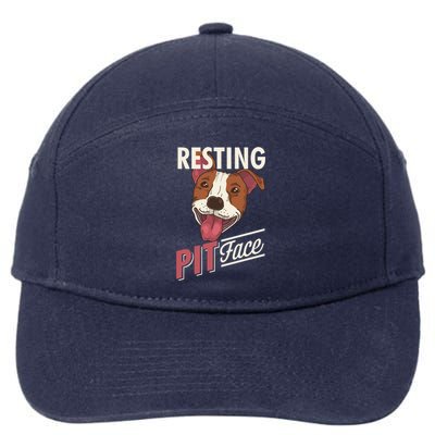 Pitbull Item Resting Pit Face Gift 7-Panel Snapback Hat