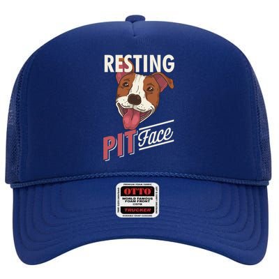 Pitbull Item Resting Pit Face Gift High Crown Mesh Back Trucker Hat