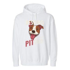 Pitbull Item Resting Pit Face Gift Garment-Dyed Fleece Hoodie