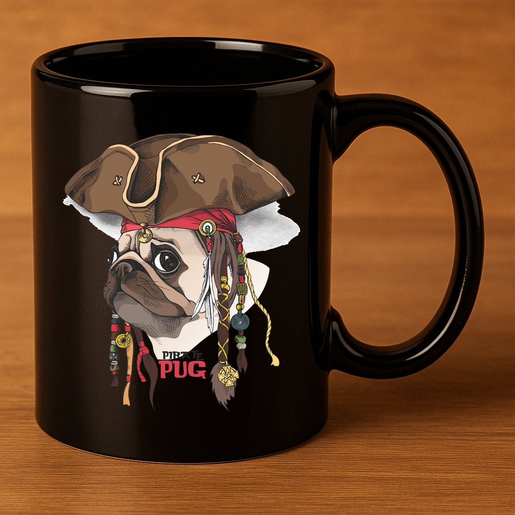 Pirate Pug 11oz C Handle Ceramic Mug