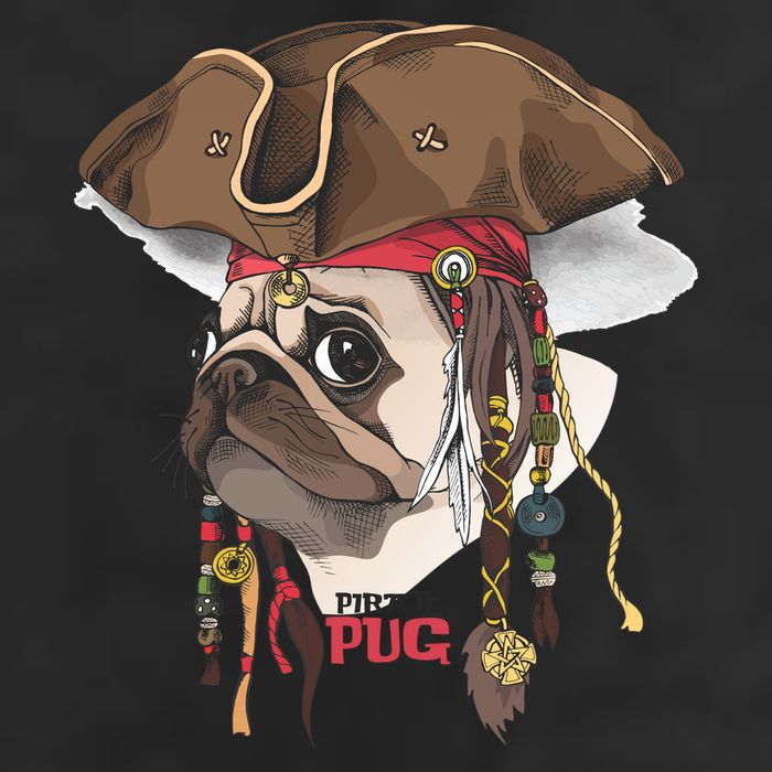 Pirate Pug 11oz C Handle Ceramic Mug