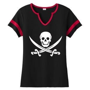 Pirate Skull & Cross Swords Ladies Halftime Notch Neck Tee